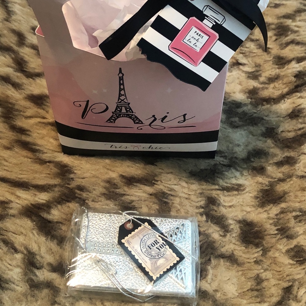 Paris Eiffel Tower Compact Mirror & Paris gift bag